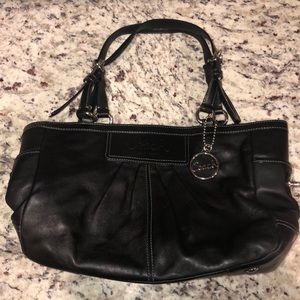 Black Leather Coach Bag Silver Hardware